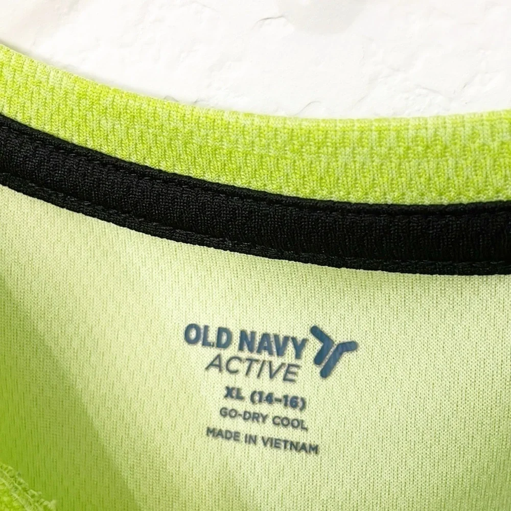 Old Navy Active boys neon green mesh tank top
